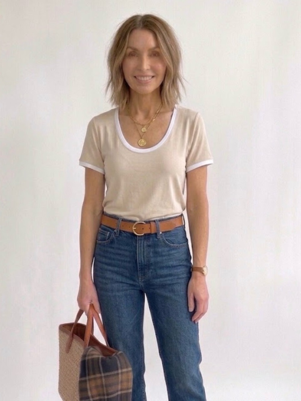 Sundry Ringer Scoop Neck T-Shirt